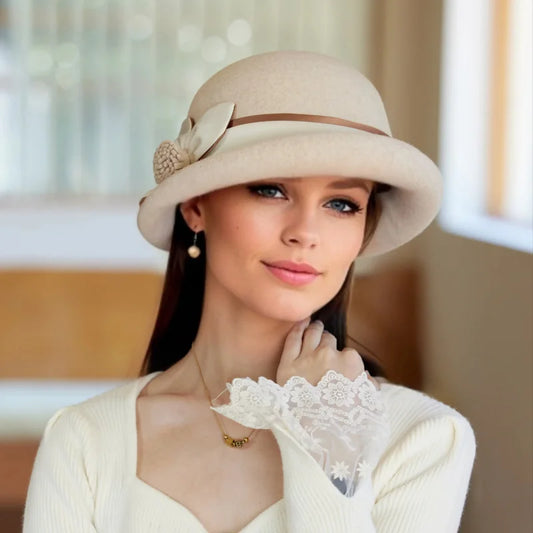 Chapéu Fedora Tweed Vintage Francês – Elegância Outono Inverno