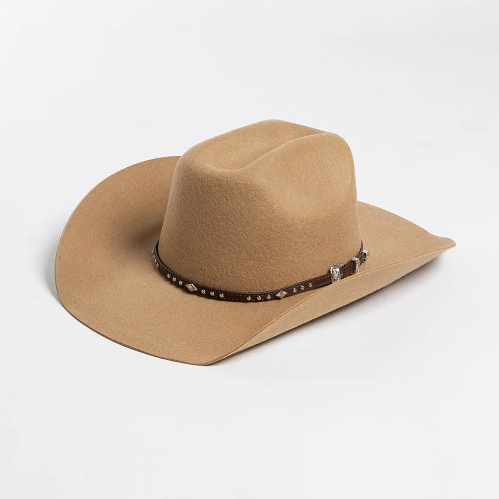 Chapéu Cowboy Lã 100% com Faixa Couro – Estilo Western