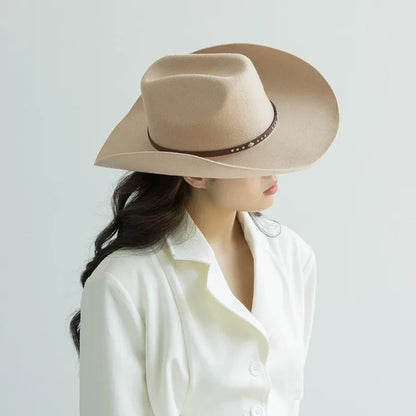 Chapéu Cowboy Lã 100% com Faixa Couro – Estilo Western