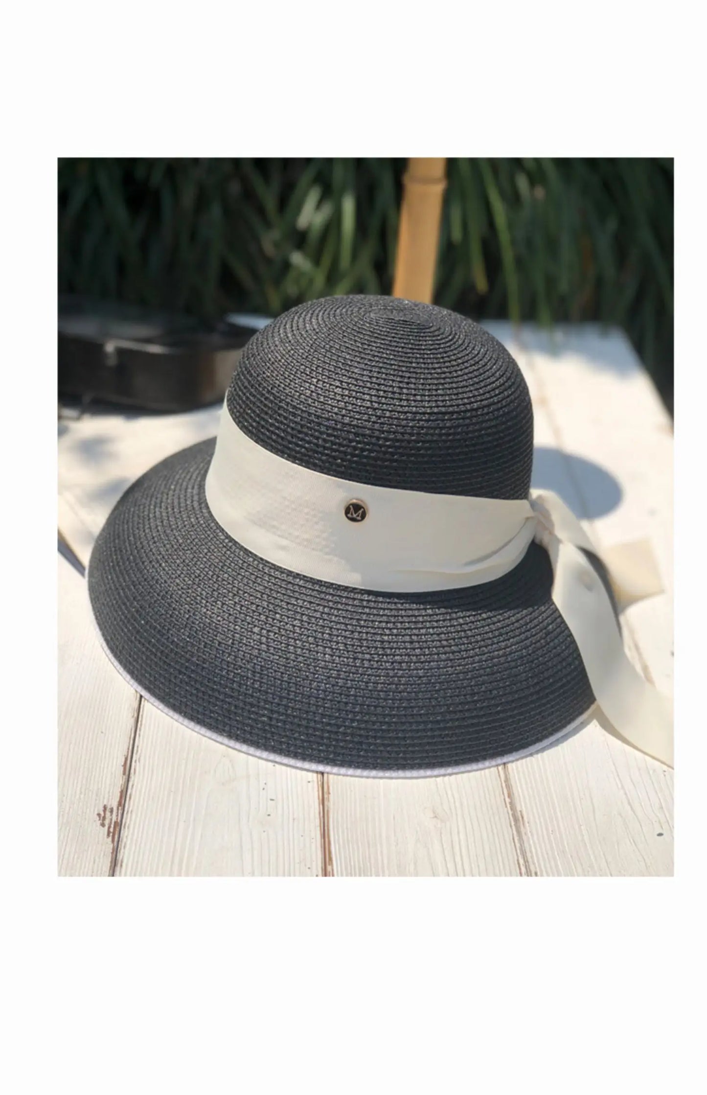 Chapéu de Sol de Palha Estilo Hepburn – Laço Retro Francês Aba Larga Feminino
