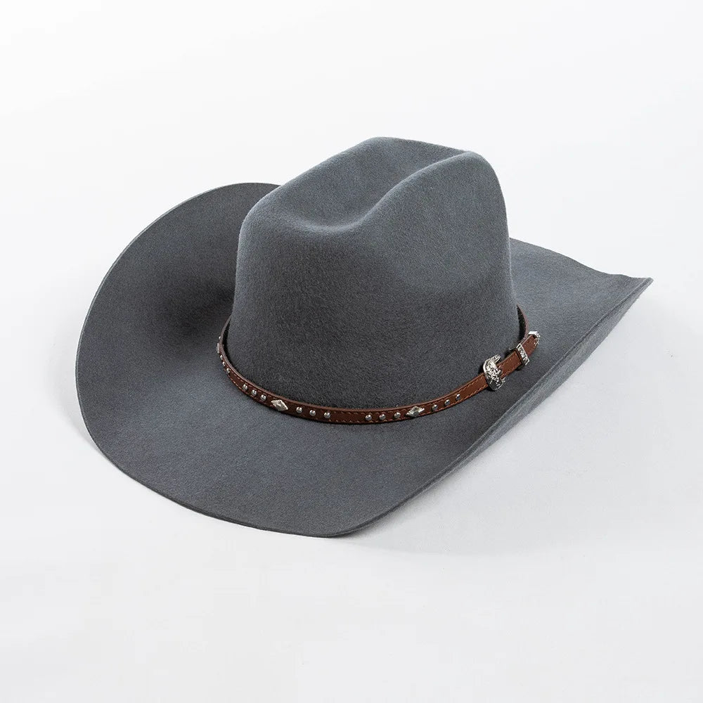 Chapéu Cowboy Lã 100% com Faixa Couro – Estilo Western