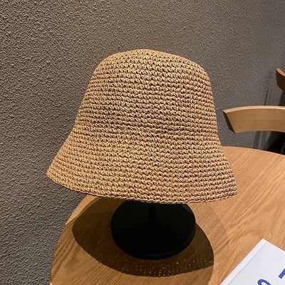 Chapéu de Palha Coreano com Viseira – Estilo Pescador Feminino Verão