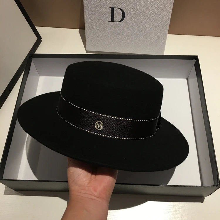Chapéu Fedora de Lã Feltrada Aba Larga – Estilo Britânico Unissexo