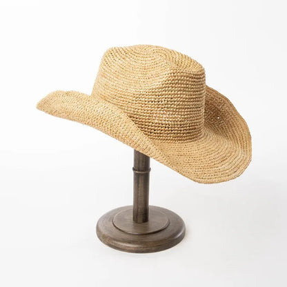 Hand-Crocheted Natural Raffia Hat