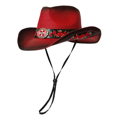 Chapéu de Palha Trançada — Estilo Western Unissexo