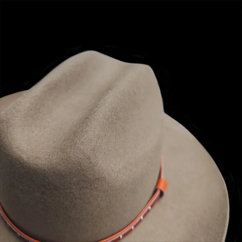 100% Wool Western Cowboy Hat Wide Brim – Unisex Elegance