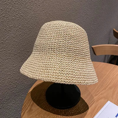 Chapéu de Palha Coreano com Viseira – Estilo Pescador Feminino Verão