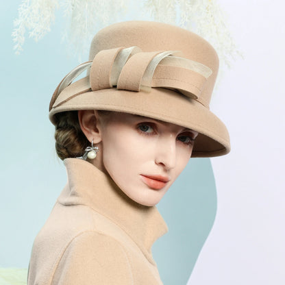 Chapéu Fedora Bowler Vinho com Laço – Elegância Inverno