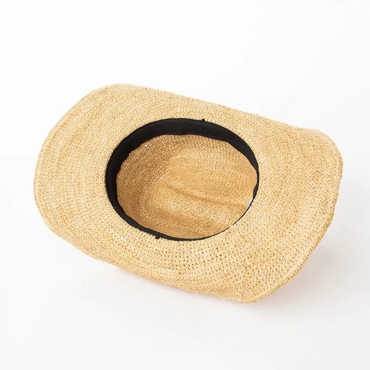 Hand-Crocheted Natural Raffia Hat