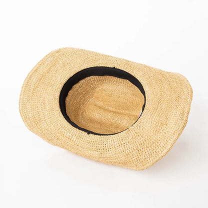 Hand-Crocheted Natural Raffia Hat
