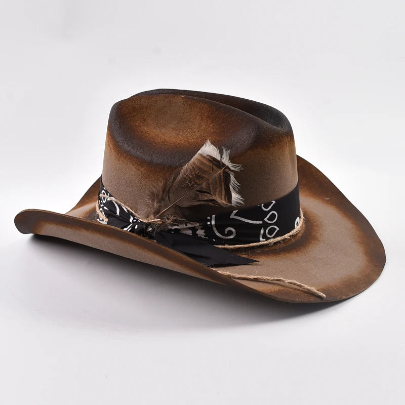 Pure Wool Felt Cowboy Hat - 9cm Wide Brim