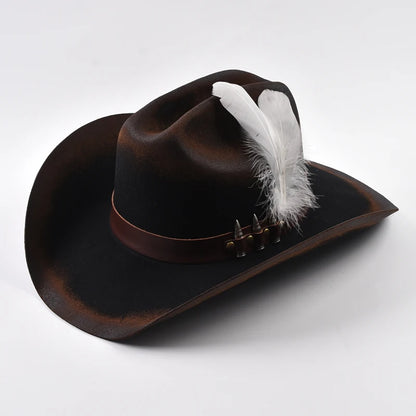Pure Wool Felt Cowboy Hat - 9cm Wide Brim
