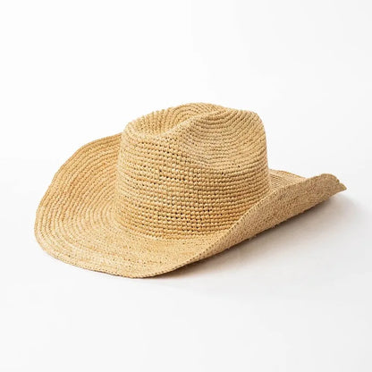Hand-Crocheted Natural Raffia Hat