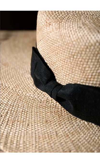 Chapéu Panamá Clássico de Palha Natural com Laço – Praia Unissexo