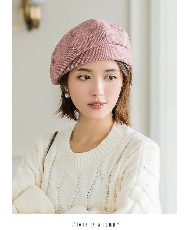 Boina Octogonal Vintage Xadrez – Estilo Casual Elegante