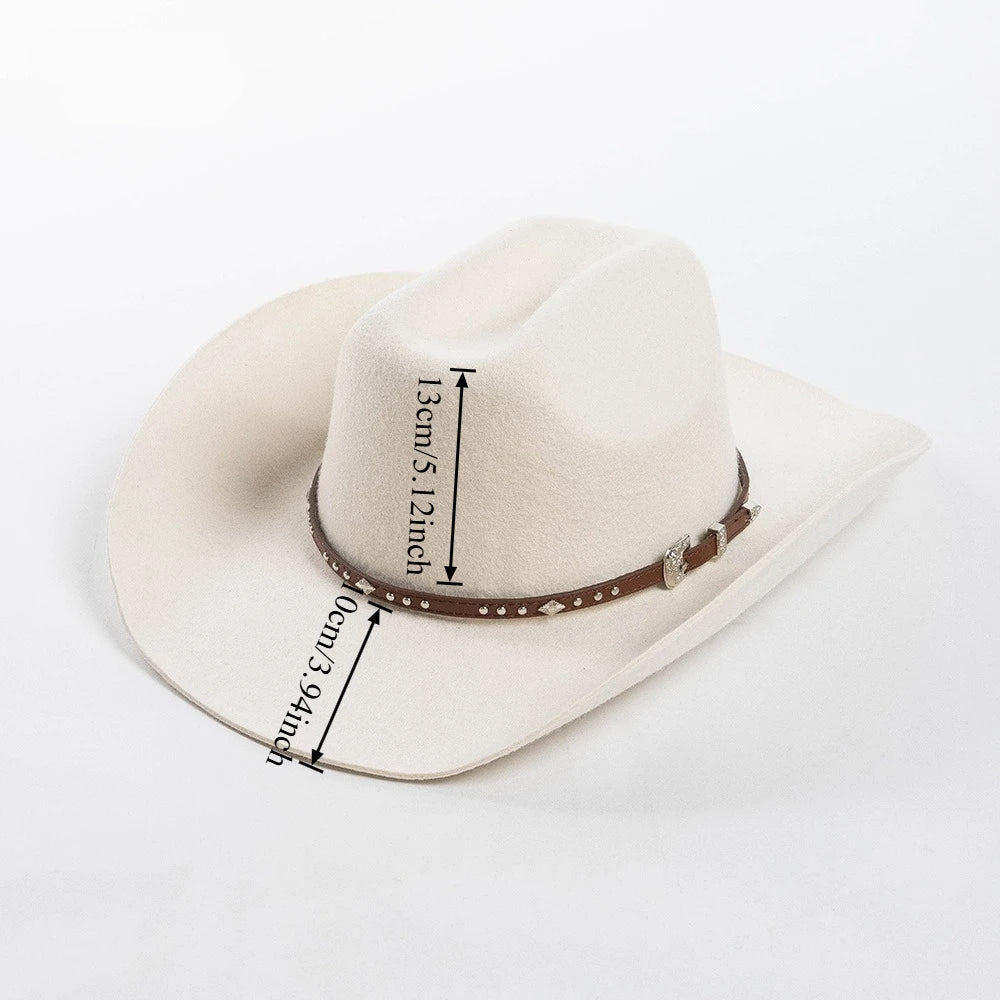 Chapéu Cowboy Lã 100% com Faixa Couro – Estilo Western