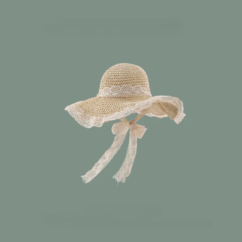 Chapéu de Sol de Palha Aba Larga Dobrável – Proteção UV Feminino Praia Verão