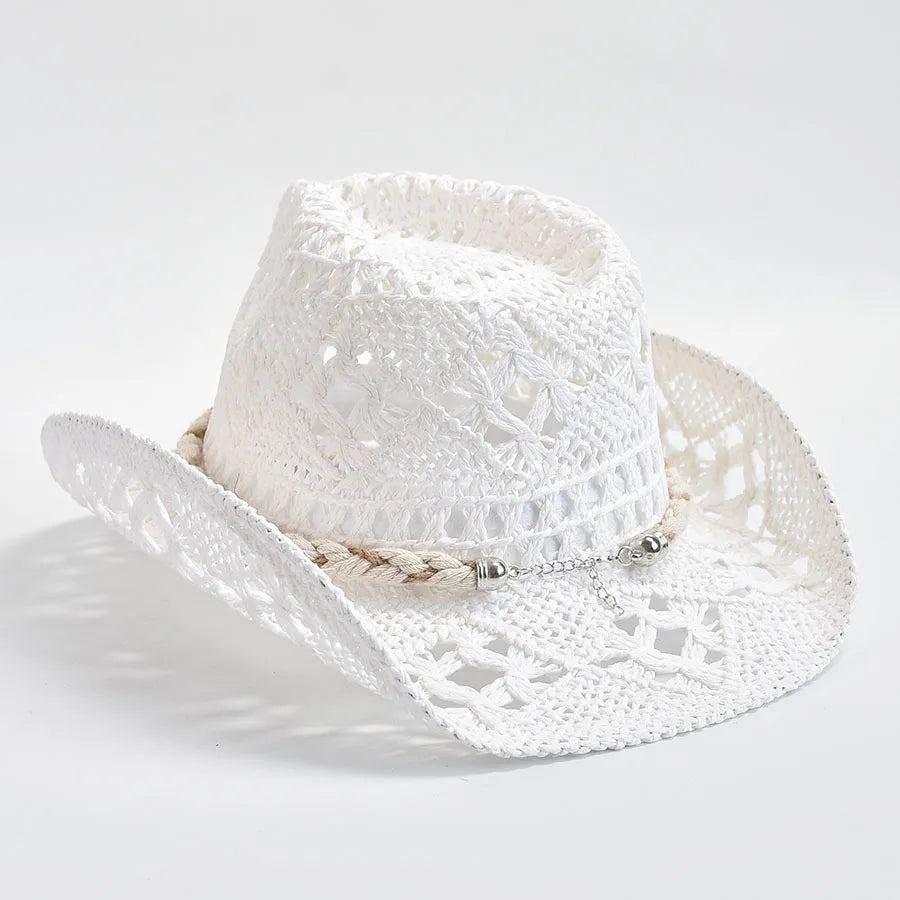 Chapéu de Palha Tecido à Mão com Conchas – Panama Feminino Praia Verão