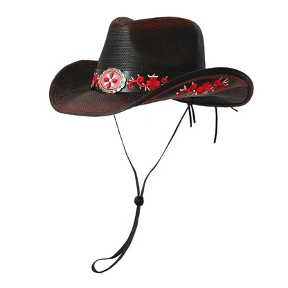 Chapéu de Palha Trançada — Estilo Western Unissexo