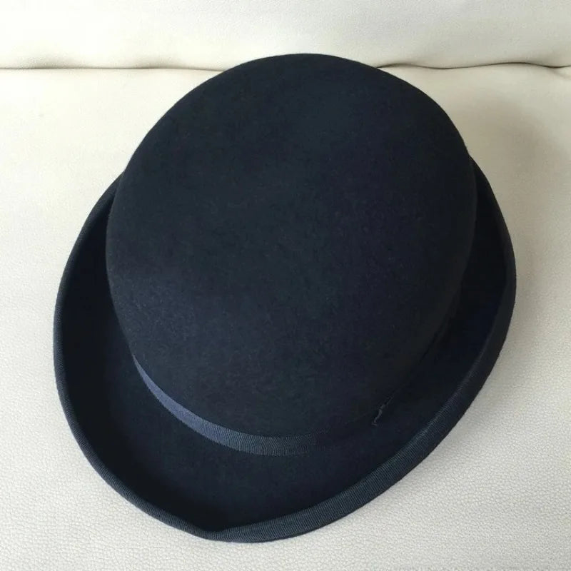 Chapéu Bowler de Lã Pura – Estilo Vitoriano Clássico
