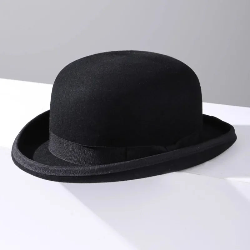 Chapéu Bowler de Lã Pura – Estilo Vitoriano Clássico