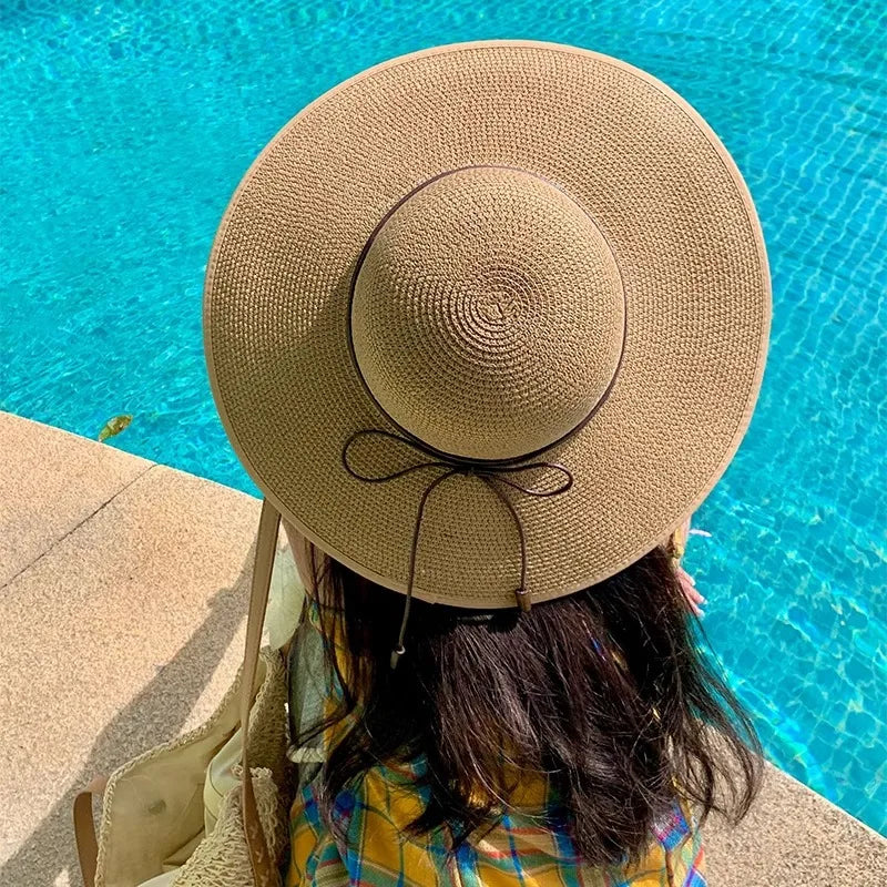 Chapéu de Sol de Palha Panama com Fita – Proteção UV Feminino Verão