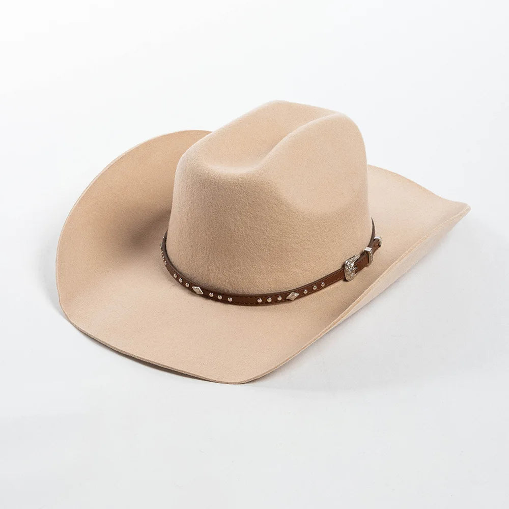 Chapéu Cowboy Lã 100% com Faixa Couro – Estilo Western