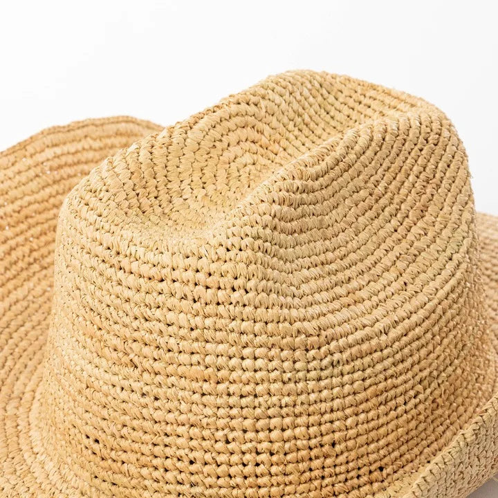 Hand-Crocheted Natural Raffia Hat