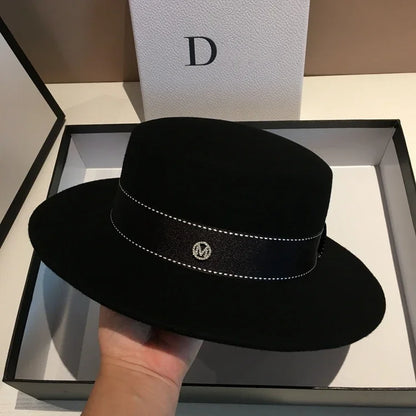 Chapéu Fedora de Lã Feltrada Aba Larga – Estilo Britânico Unissexo