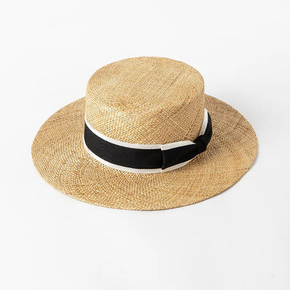 Chapéu Panamá Clássico de Palha Natural com Laço – Praia Unissexo