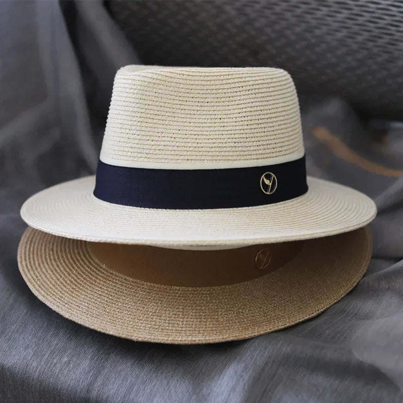 Large size designer Panama sun hat – wide brim UV protection beach fedora