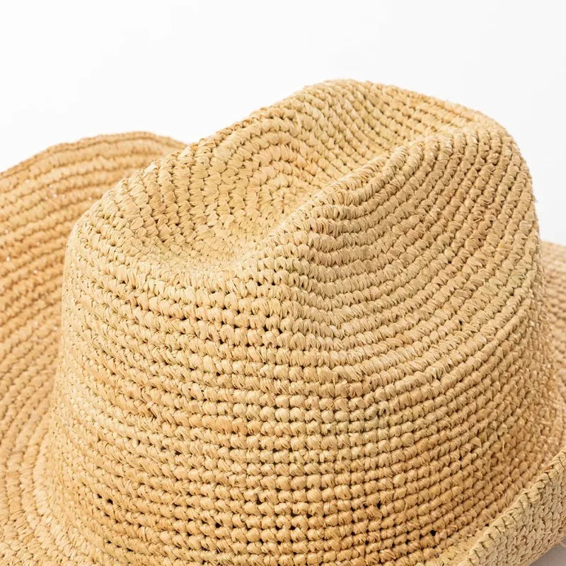 Hand-Crocheted Natural Raffia Hat