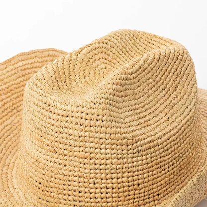 Hand-Crocheted Natural Raffia Hat