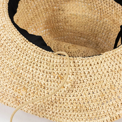 Hand-Crocheted Natural Raffia Hat