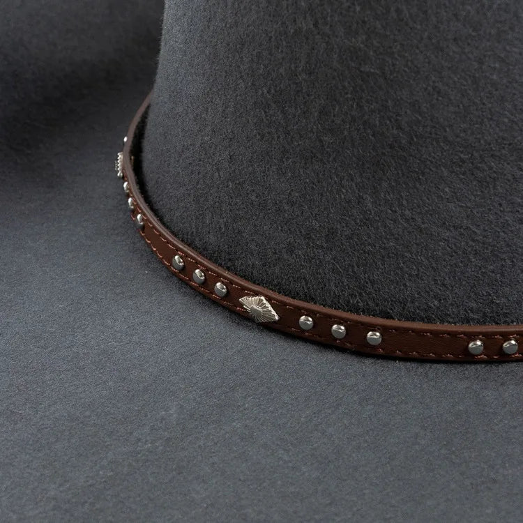 Chapéu Cowboy Lã 100% com Faixa Couro – Estilo Western