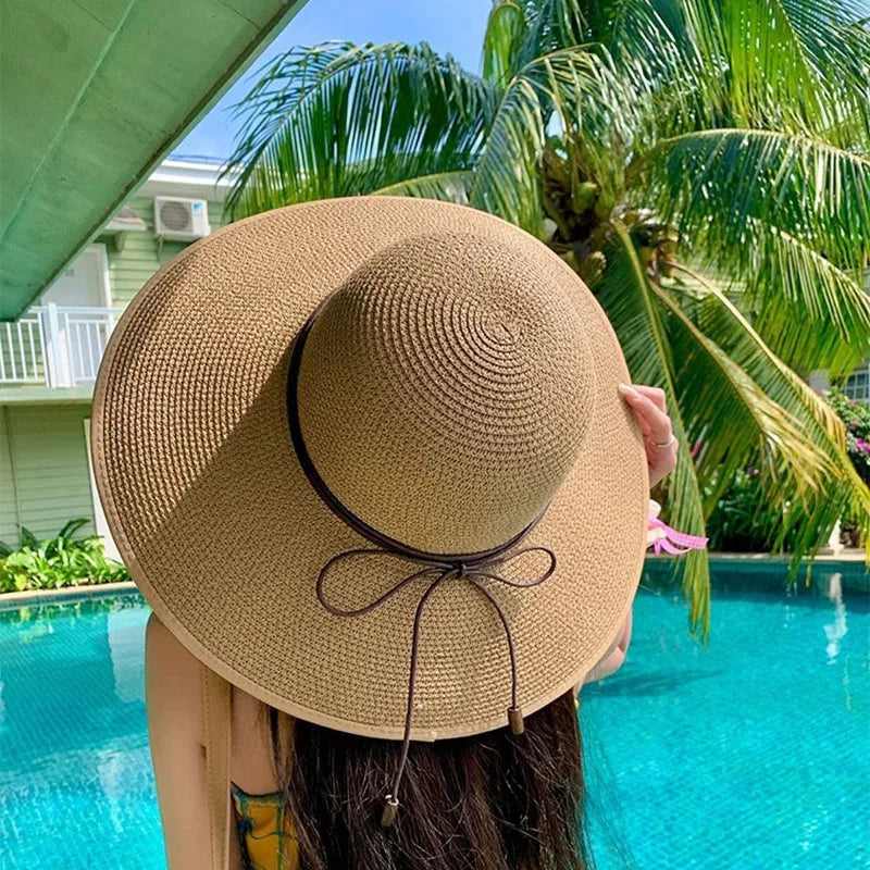 Chapéu de Sol de Palha Panama com Fita – Proteção UV Feminino Verão