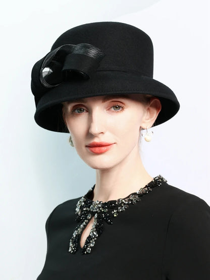 Chapéu Fedora Bowler Vinho com Laço – Elegância Inverno