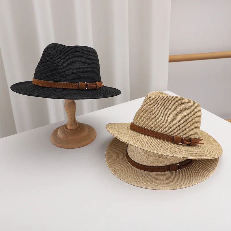 Woven Straw Hat with Wide Brim for Summer