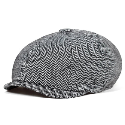 Boina Retro Estilo Britânico Premium – Chapéu Octogonal Espinha de Peixe