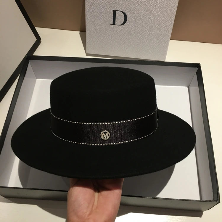 Chapéu Fedora de Lã Feltrada Aba Larga – Estilo Britânico Unissexo