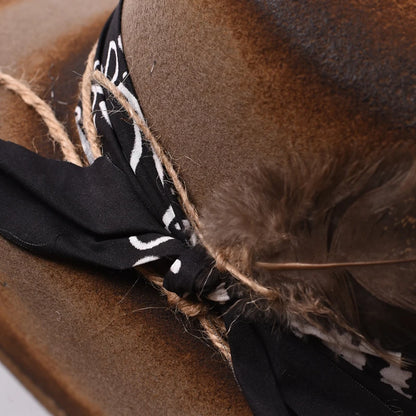 Pure Wool Felt Cowboy Hat - 9cm Wide Brim