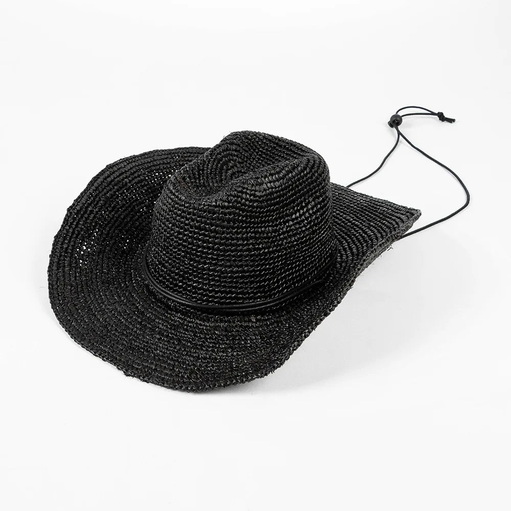 Hand-Crocheted Natural Raffia Hat