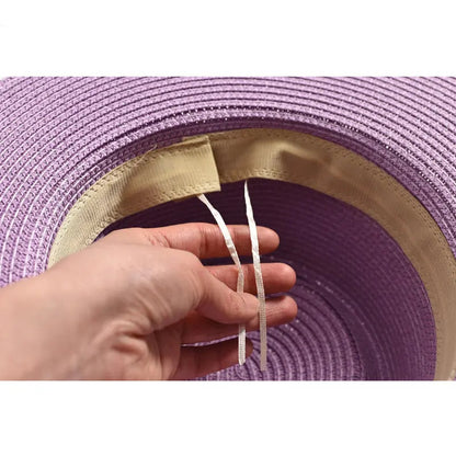 Chapéu de Sol de Palha Aba Plana com Fita – Fashion Feminino Praia Verão
