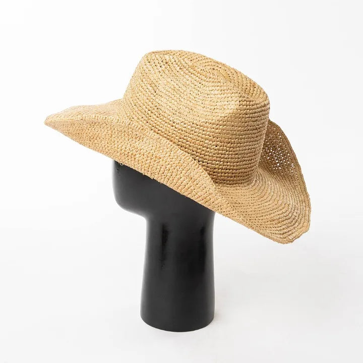 Hand-Crocheted Natural Raffia Hat
