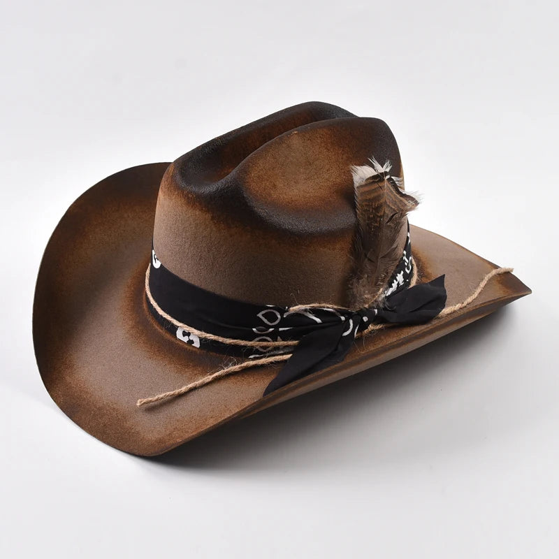 100% wool wide brim cowboy hat – handmade gentleman cowgirl jazz felt hat