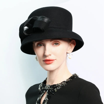 Chapéu Fedora Bowler Vinho com Laço – Elegância Inverno