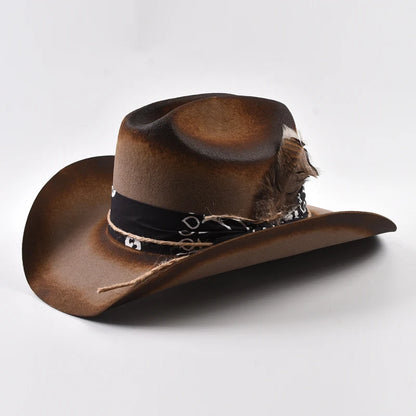 Pure Wool Felt Cowboy Hat - 9cm Wide Brim