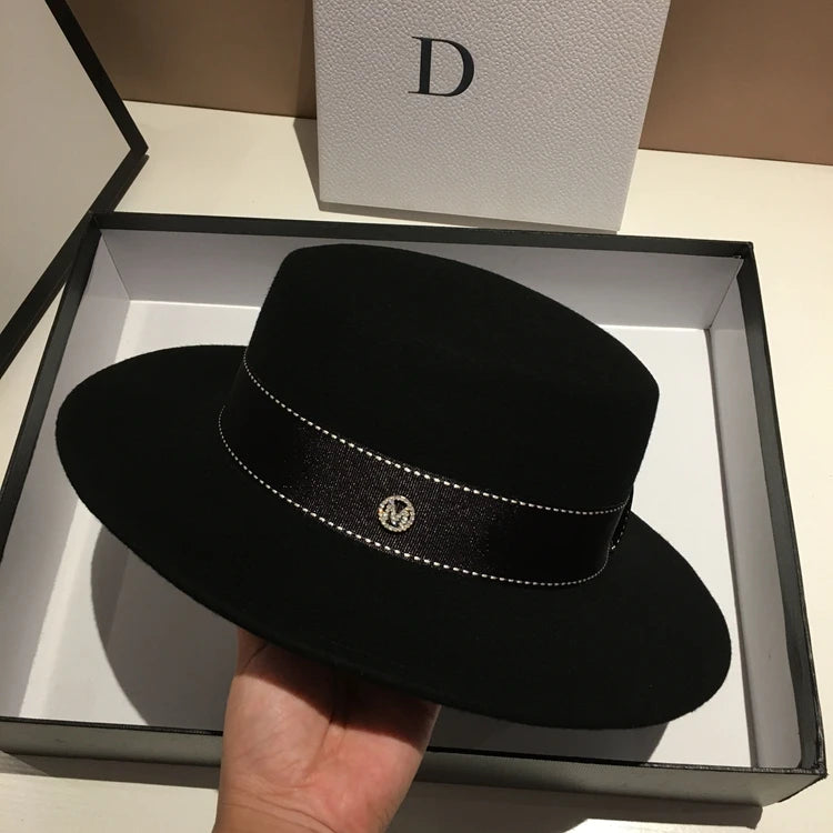 Chapéu Fedora de Lã Feltrada Aba Larga – Estilo Britânico Unissexo