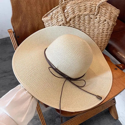 Chapéu de Sol de Palha Panama com Fita – Proteção UV Feminino Verão