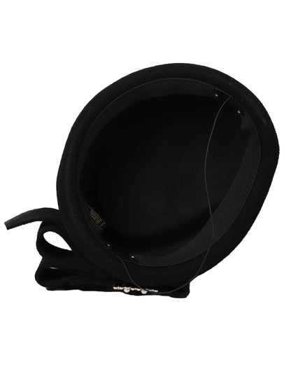 Chapéu Fascinator Preto com Laço e Strass – Elegância Formal